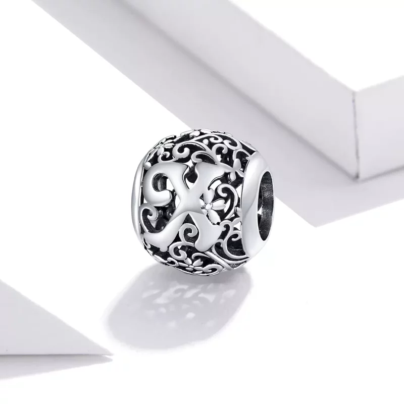 (afbeelding voor) Pandora Style Opengewerkte Bloem Letter X Bedel - SCC1444-X - Bekijken 2