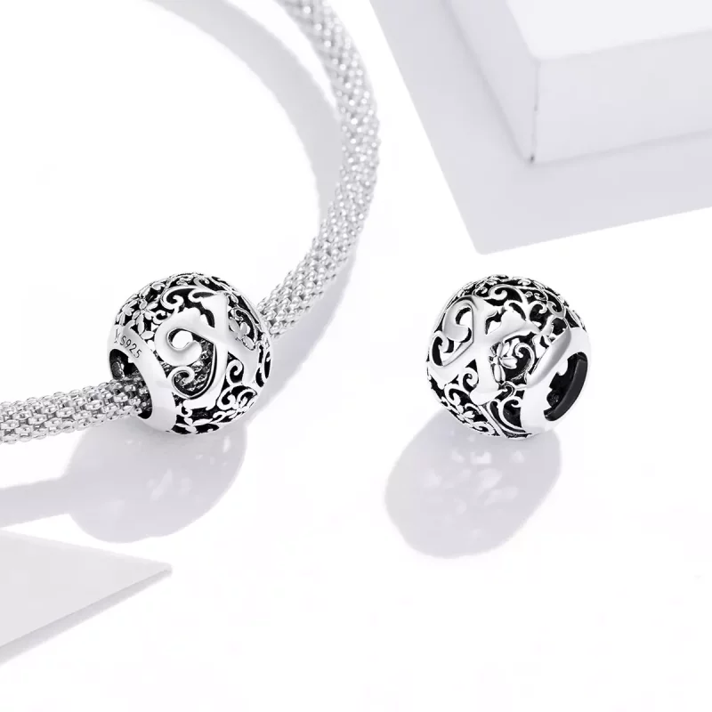 (afbeelding voor) Pandora Style Opengewerkte Bloem Letter X Bedel - SCC1444-X - Bekijken 4