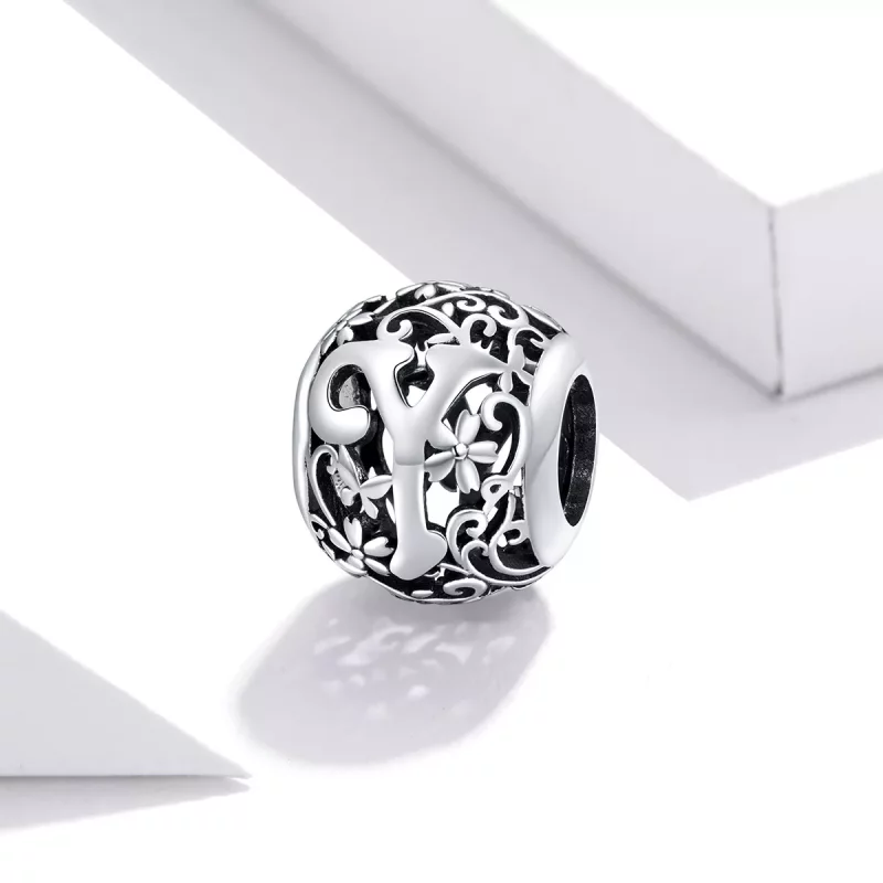 (afbeelding voor) Pandora Style Opengewerkte Bloem Letter Y Bedel - SCC1444-Y - Bekijken 2