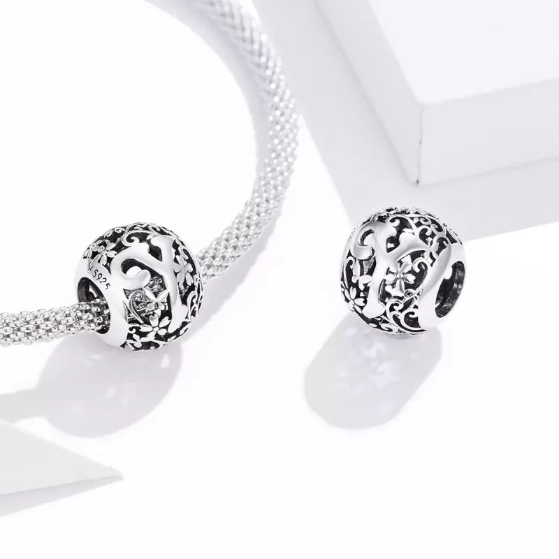 (afbeelding voor) Pandora Style Opengewerkte Bloem Letter Y Bedel - SCC1444-Y - Bekijken 4