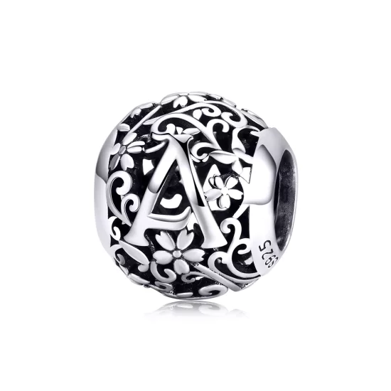 (afbeelding voor) Pandora Style Opengewerkte bloemenletter A Bedel - SCC1444-A
