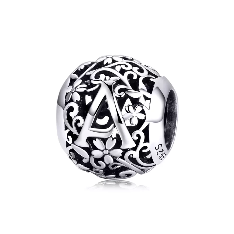 (afbeelding voor) Pandora Style Opengewerkte bloemenletter A Bedel - SCC1444-A