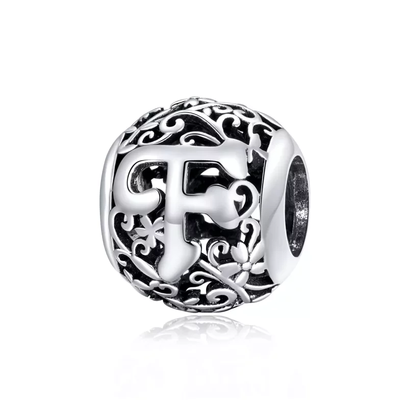 (afbeelding voor) Pandora Style Opengewerkte bloemenletter F Bedel - SCC1444-F