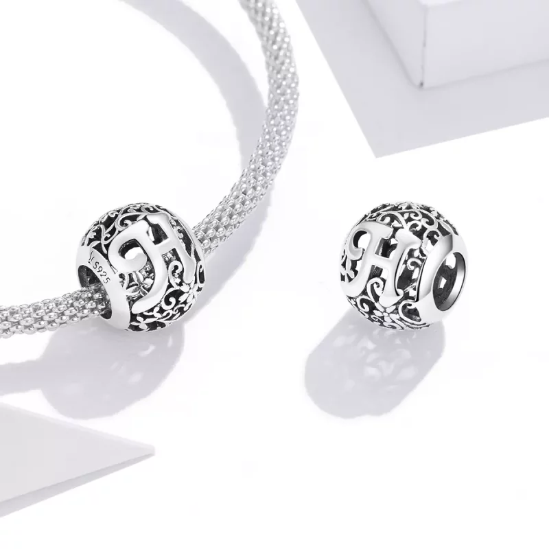 (afbeelding voor) Pandora Style Opengewerkte bloemenletter H Bedel - SCC1444-H - Bekijken 4