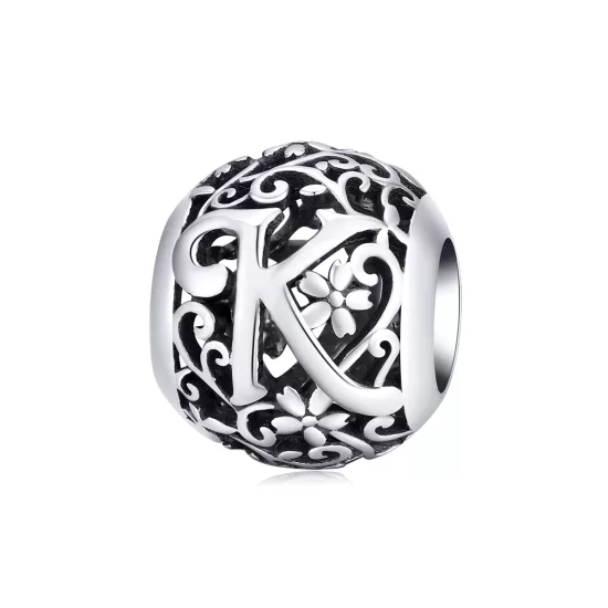 (afbeelding voor) Pandora Style Opengewerkte bloemenletter K Bedel - SCC1444-K