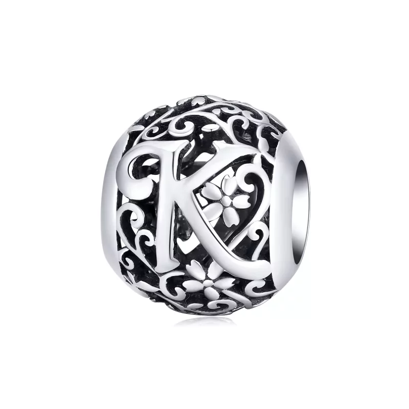 (afbeelding voor) Pandora Style Opengewerkte bloemenletter K Bedel - SCC1444-K