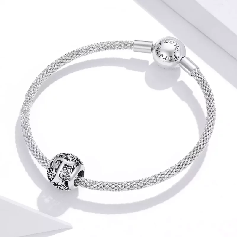 (afbeelding voor) Pandora Style Opengewerkte bloemenletter T Bedel - SCC1444-T - Bekijken 3