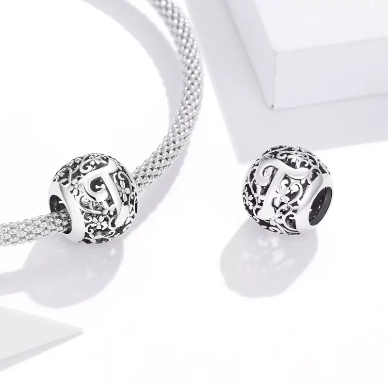 (afbeelding voor) Pandora Style Opengewerkte bloemenletter T Bedel - SCC1444-T - Bekijken 4