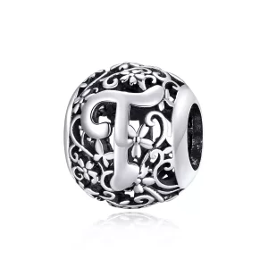 (afbeelding voor) Pandora Style Opengewerkte bloemenletter T Bedel - SCC1444-T