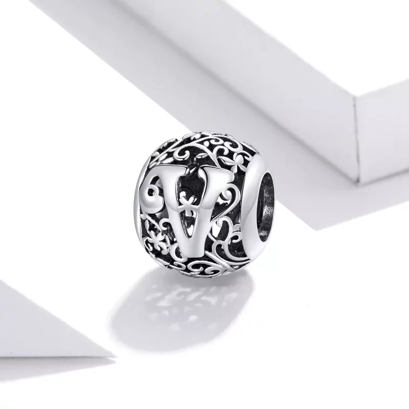 (afbeelding voor) Pandora Style Opengewerkte bloemenletter V Bedel - SCC1444-V - Bekijken 2