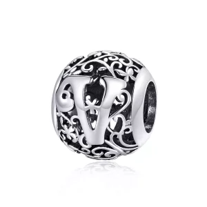 (afbeelding voor) Pandora Style Opengewerkte bloemenletter V Bedel - SCC1444-V