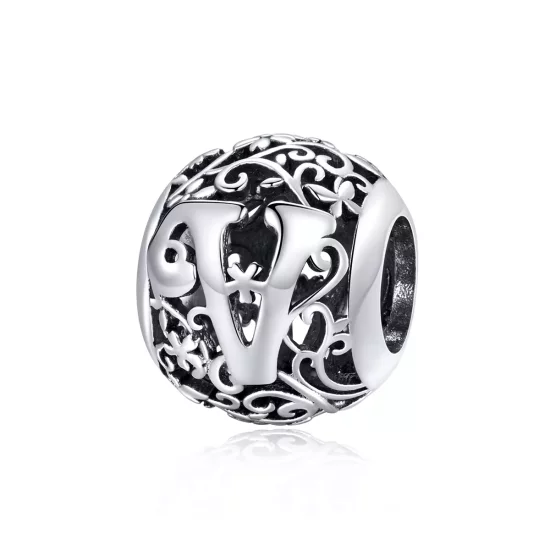 (afbeelding voor) Pandora Style Opengewerkte bloemenletter V Bedel - SCC1444-V