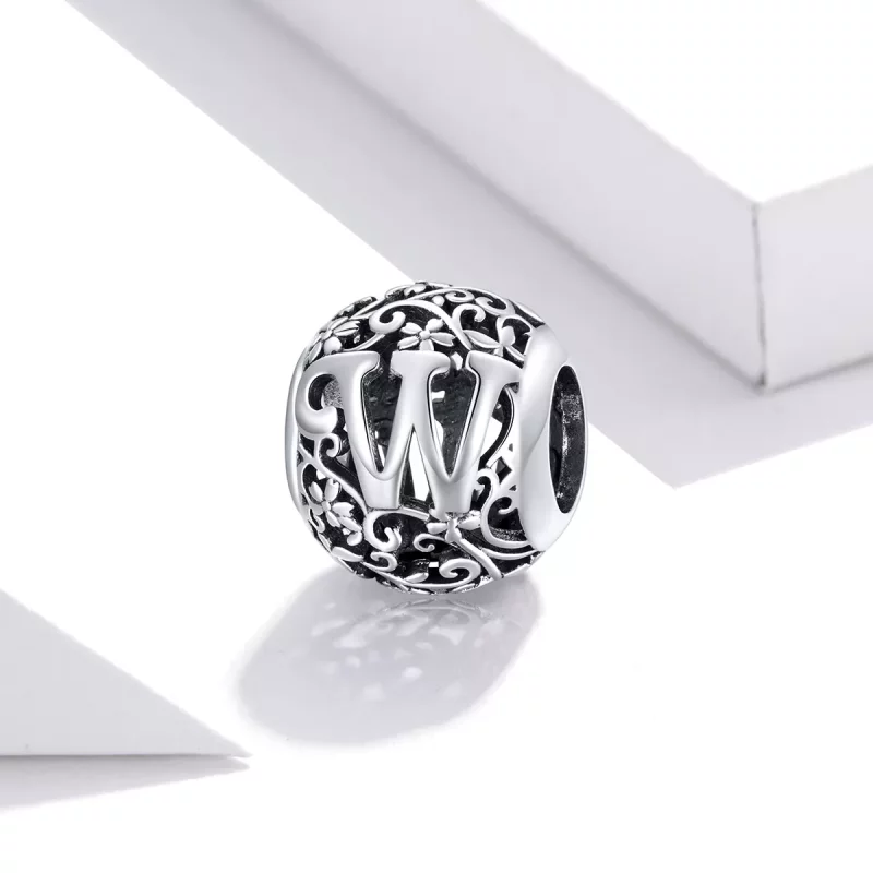 (afbeelding voor) Pandora Style Opengewerkte bloemenletter W Bedel - SCC1444-W - Bekijken 2