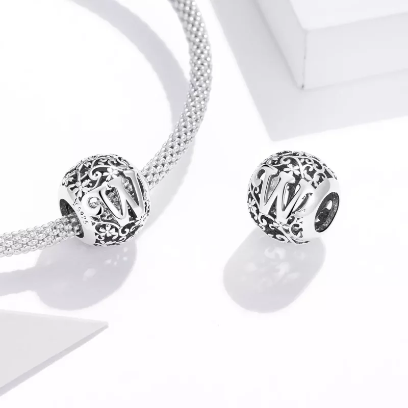 (afbeelding voor) Pandora Style Opengewerkte bloemenletter W Bedel - SCC1444-W - Bekijken 4