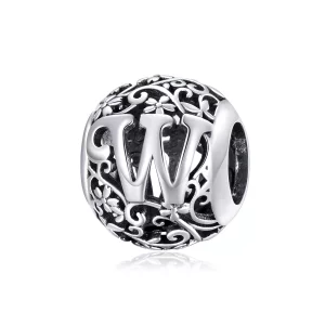 (afbeelding voor) Pandora Style Opengewerkte bloemenletter W Bedel - SCC1444-W