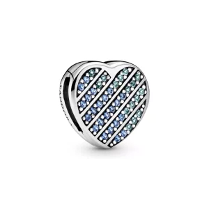 (afbeelding voor) PANDORA Blauw Pavé Hart Clip Bedel - 799346C01