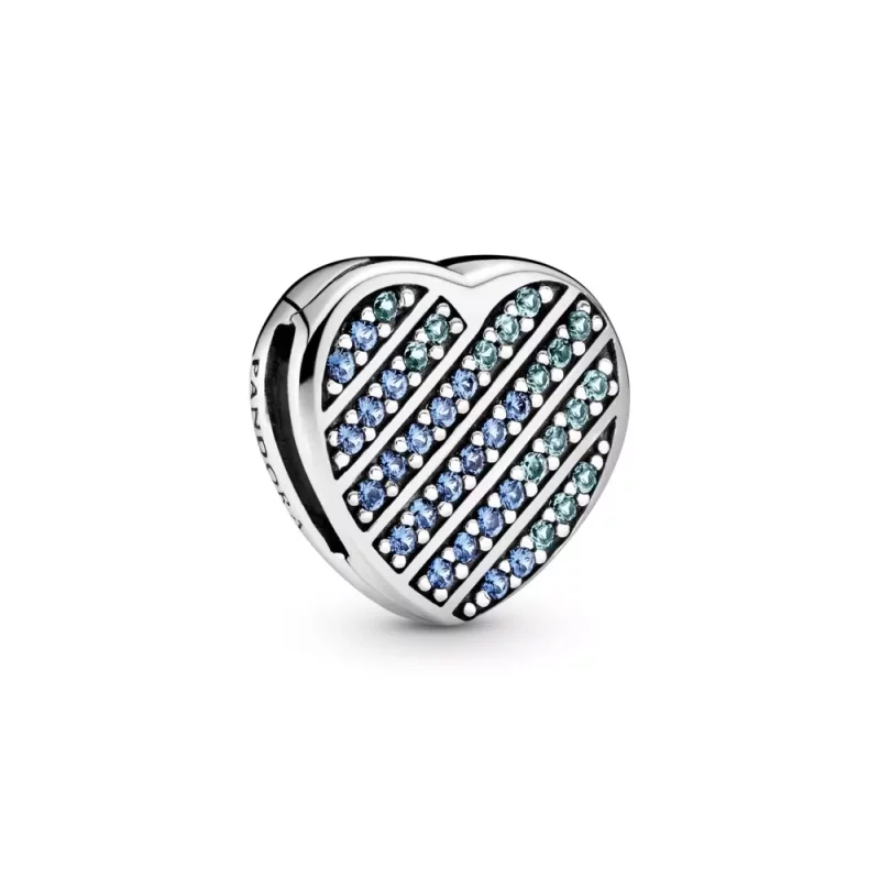 (afbeelding voor) PANDORA Blauw Pavé Hart Clip Bedel - 799346C01