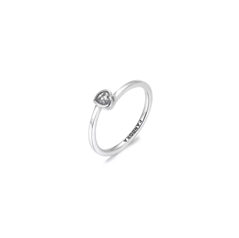 (afbeelding voor) PANDORA Clear Tilted Heart Solitaire Ring - 199267C02 - Bekijken 2