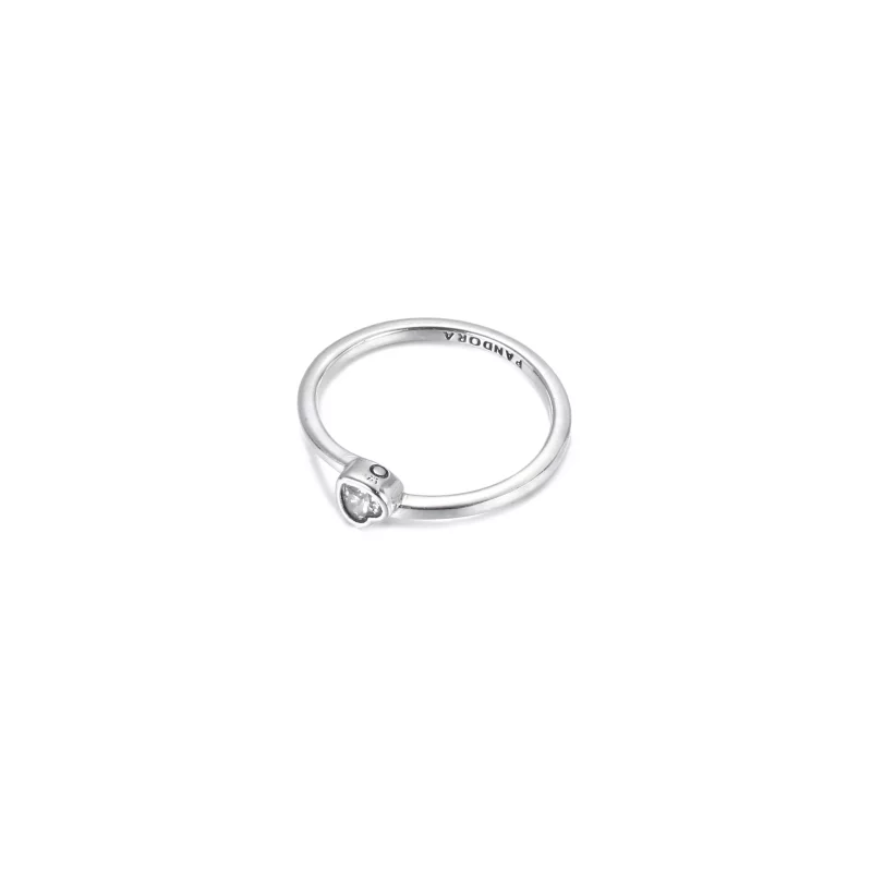 (afbeelding voor) PANDORA Clear Tilted Heart Solitaire Ring - 199267C02 - Bekijken 3