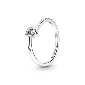 (afbeelding voor) PANDORA Clear Tilted Heart Solitaire Ring - 199267C02
