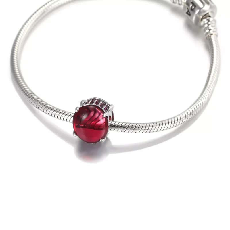 (afbeelding voor) PANDORA Fuchsia Rose Oval Cabochon Bedel - 799309C01 - Bekijken 5