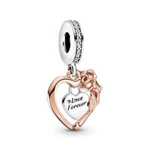 (afbeelding voor) PANDORA Heart & Rose Flower Hangende Bedel - 789290C01