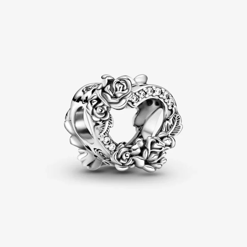 (afbeelding voor) Open Heart Rose Flowers Bedel 799281c01