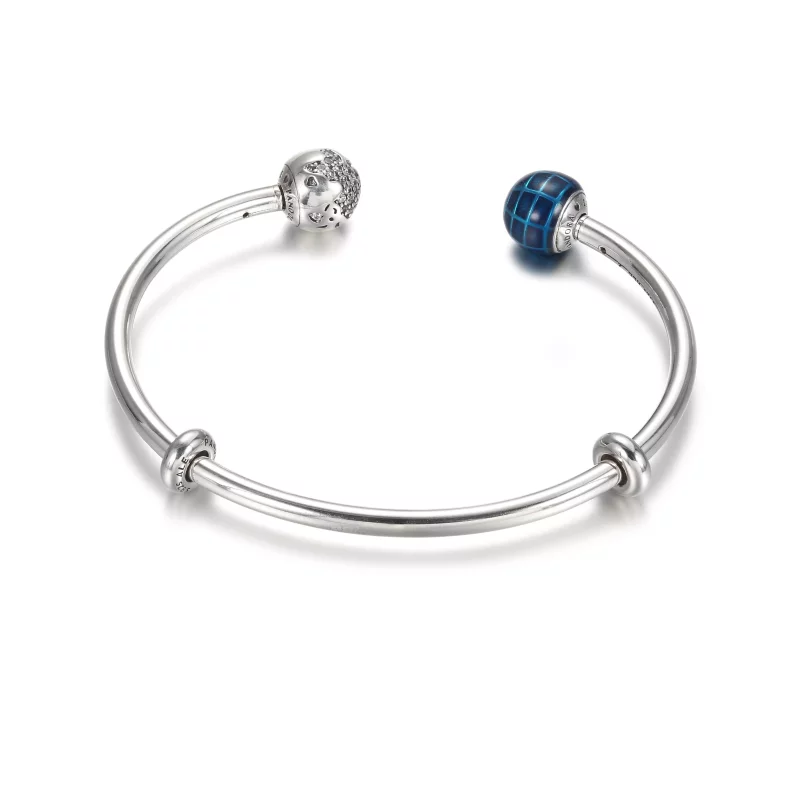 (afbeelding voor) PANDORA blauwe planeet en bol Open Bangle - 599223C01 - Bekijken 3