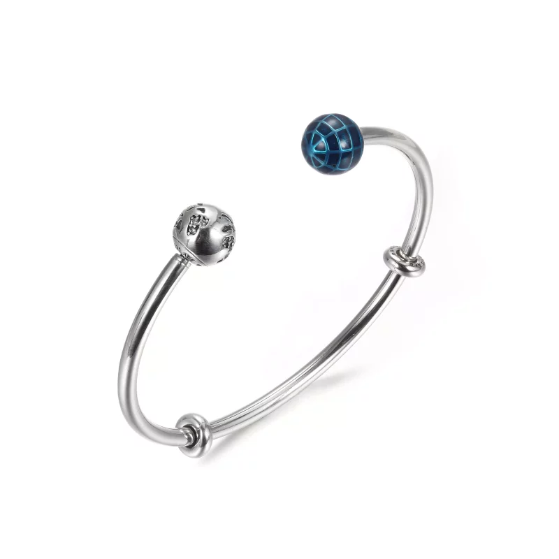 (afbeelding voor) PANDORA blauwe planeet en bol Open Bangle - 599223C01 - Bekijken 4