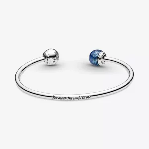 PANDORA blauwe planeet en bol Open Bangle - 599223C01 (afbeelding voor) PANDORA blauwe planeet en bol Open Bangle - 599223C01