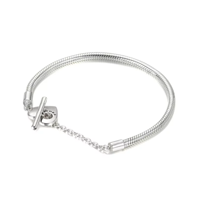 (afbeelding voor) Pandora Moments Heart T-Bar Snake Chain Bracelet - 599285C00 - Bekijken 2