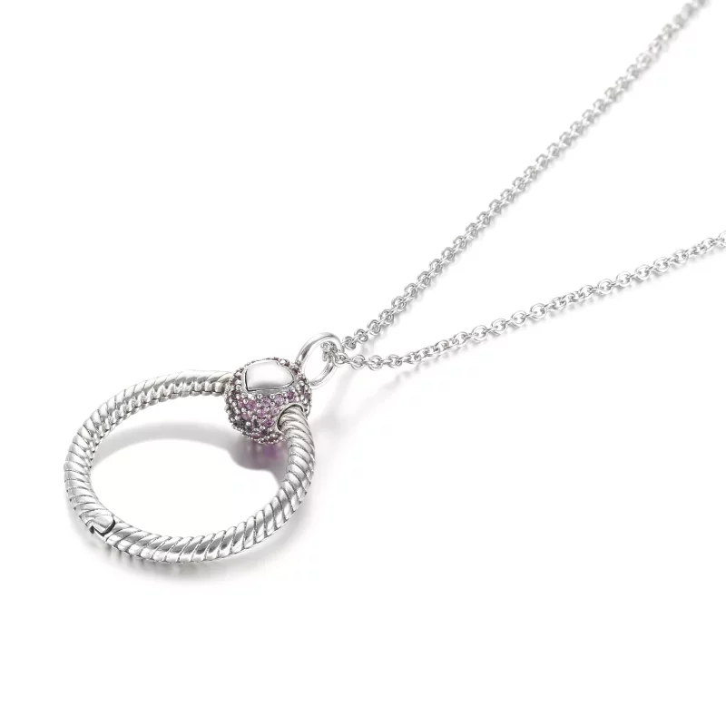 (afbeelding voor) Pandora Moments Small Pink Pavé O Pendant - 399097C02 - Bekijken 5