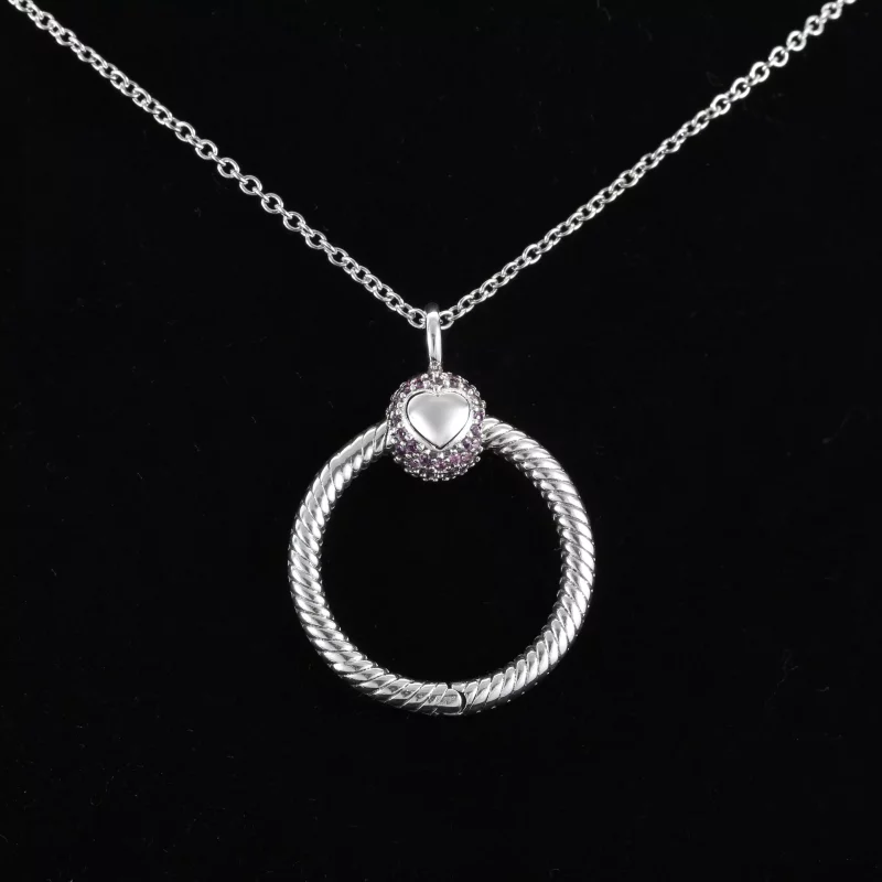 (afbeelding voor) Pandora Moments Small Pink Pavé O Pendant - 399097C02 - Bekijken 6