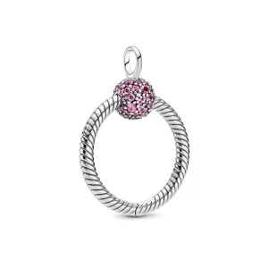 (afbeelding voor) Pandora Moments Small Pink Pavé O Pendant - 399097C02