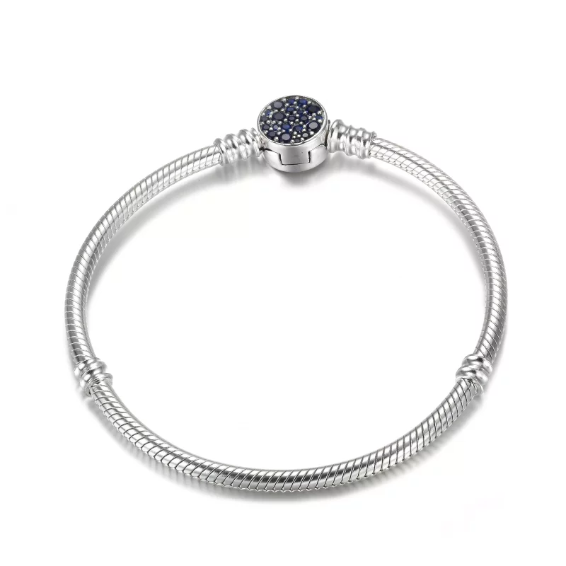 (afbeelding voor) Pandora Moments Sparkling Blue Disc Clasp Snake Chain Bracelet - 599288C01 - Bekijken 4