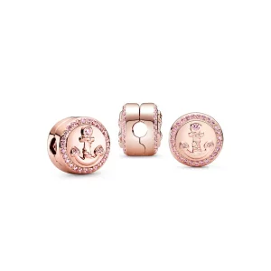 (afbeelding voor) PANDORA Sprankelend roze anker Clip Bedel - 789019C01