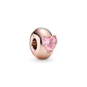 (afbeelding voor) Pink Heart Solitaire Clip Bedel 789203c01