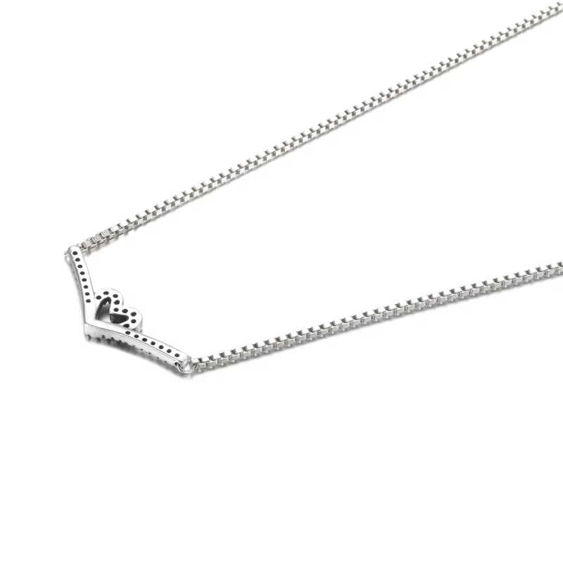 (afbeelding voor) PANDORA Sparkling Wishbone Heart Stud Earrings - 399273C01 - Bekijken 3