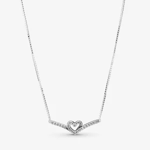 (afbeelding voor) PANDORA Sparkling Wishbone Heart Stud Earrings - 399273C01