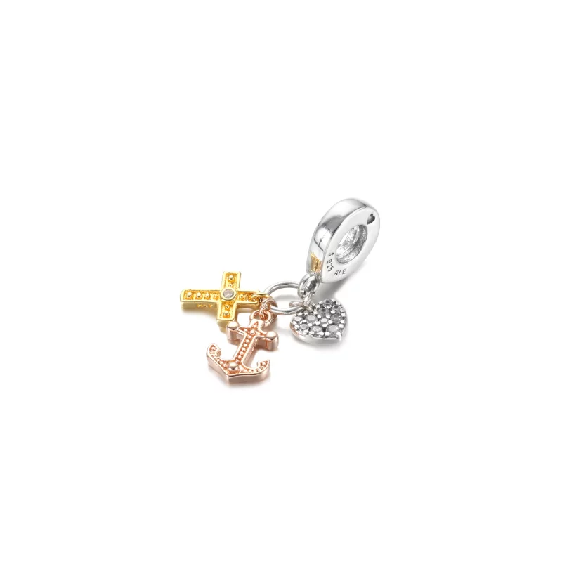 (afbeelding voor) PANDORA Triple-tone Cross, Heart, & Anchor Hangende Bedel - Bekijken 2