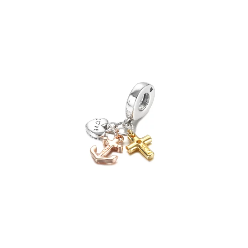 (afbeelding voor) PANDORA Triple-tone Cross, Heart, & Anchor Hangende Bedel - Bekijken 3