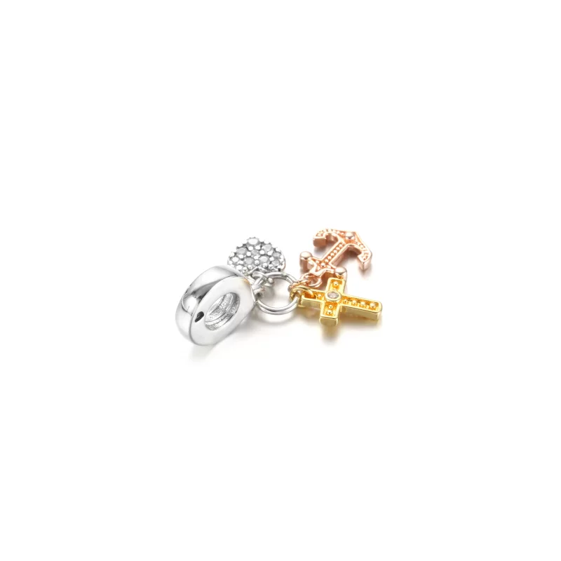 (afbeelding voor) PANDORA Triple-tone Cross, Heart, & Anchor Hangende Bedel - Bekijken 4