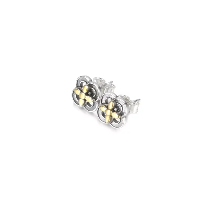 (afbeelding voor) PANDORA Two-tone Flower Stud Earrings - 299349C00 - Bekijken 2