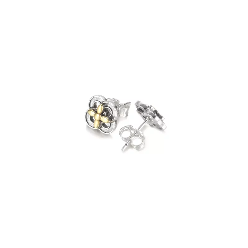 (afbeelding voor) PANDORA Two-tone Flower Stud Earrings - 299349C00 - Bekijken 3