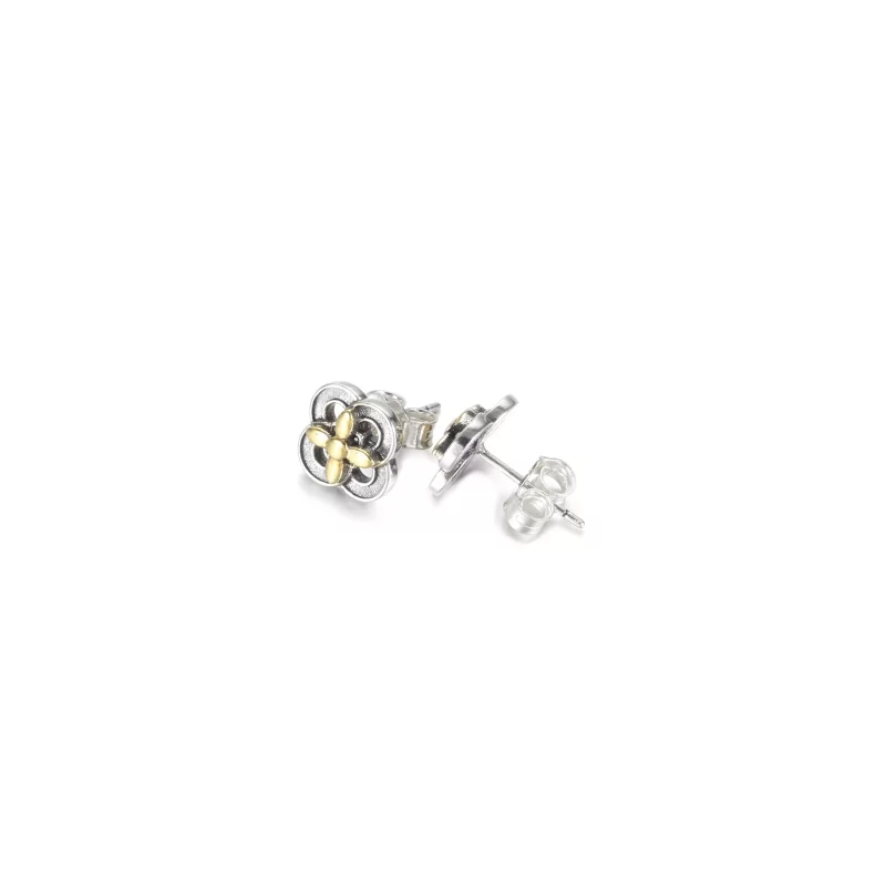 (afbeelding voor) PANDORA Two-tone Flower Stud Earrings - 299349C00 - Bekijken 4