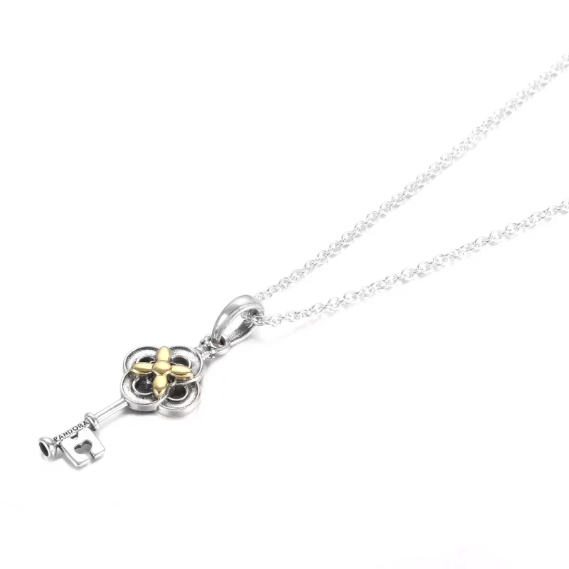 (afbeelding voor) Two tone Key Flower Necklace 399339c01 - Bekijken 2
