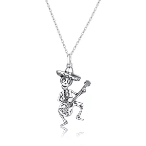 (afbeelding voor) PANDORA Gitaar Skull Man Halsketting - BSN198