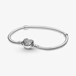 (afbeelding voor) Disney Pandora Moments Mickey Mouse Heart Clasp Snake Chain Bracelet - 599299C01
