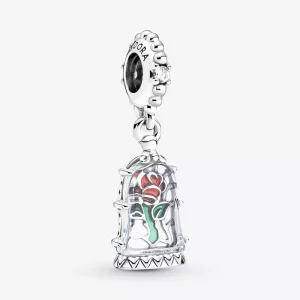 (afbeelding voor) PANDORA Disney Belle en het Beest Betoverde Roos Hangende Bedel - 790024C01