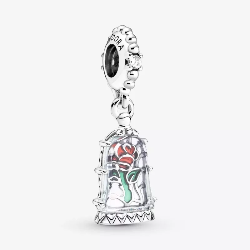 (afbeelding voor) PANDORA Disney Belle en het Beest Betoverde Roos Hangende Bedel - 790024C01